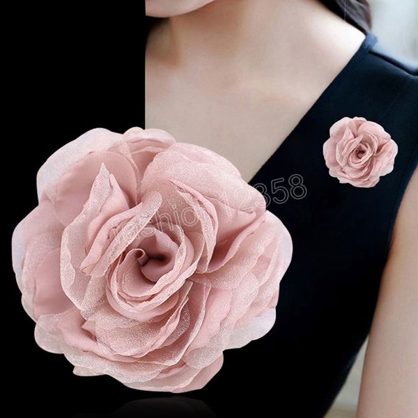 Tecido grande broche de flor elegante e elegante camisa de tecido lapela pino de essulidade suéter de jóias acessórios de jóias presentes