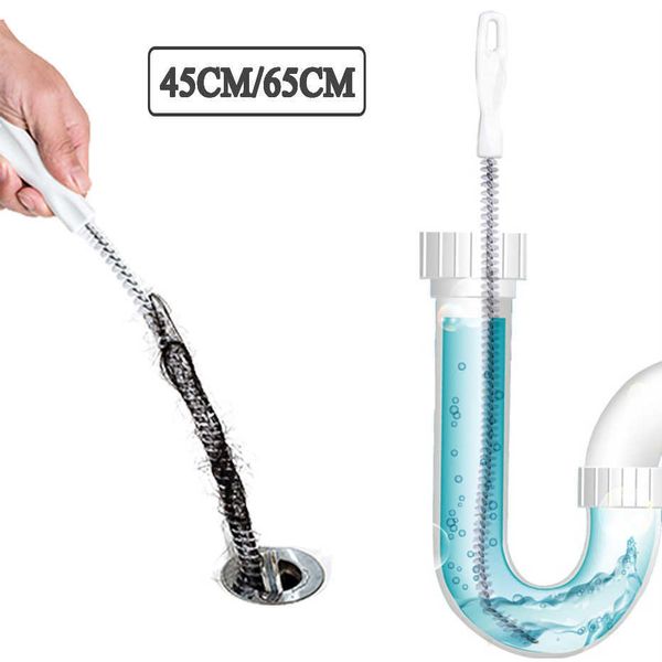 Reinigungsbürsten 45 cm/65 cm Flexible Abflusshaarschlange Verstopfungsentferner Waschbecken Badezimmer Badewannenreiniger Abflussbürste Kanalrohr Baggerreinigungswerkzeuge G230523