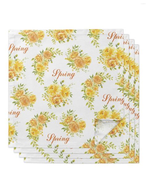 NACANTE DE TABELA 4PCS Spring Amarelo Flor Bloom Praça de 50cm Decoração de casamento Pano jantar de cozinha servindo guardanapos