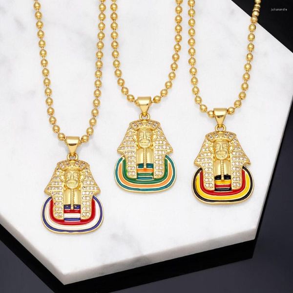 Anhänger Halsketten Kupfer Zirkon Altes Ägypten Pharao Halskette Für Frauen Männer Vergoldete Perlen Kurze Ägyptische Religiöse Schmuck NKEB247