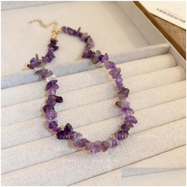 Brincos colar conjunto de jóias de cristal roxo clássico de jóias românticas Bracelete de miçangas de miçangas na moda Colares de gargantilha requintada cha dhgarden dht5l