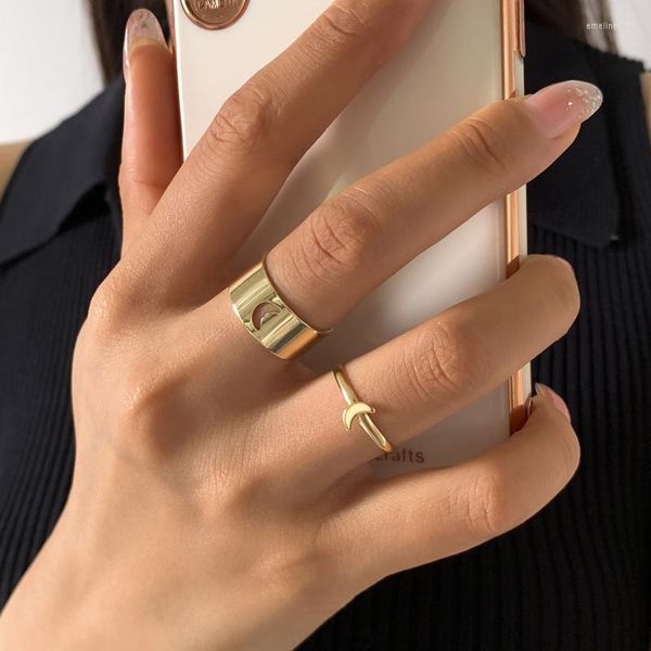 Cluster Rings Modern Jewelry 2 Pcs Set Design Selling Hip Hop Round Gold Color Metal For Girl Fine Accessories