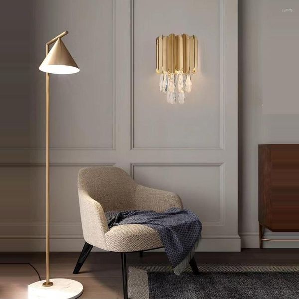 Настенная лампа роскошное хрустальное приспособление внутреннее светло -золото/черное для домашних декора