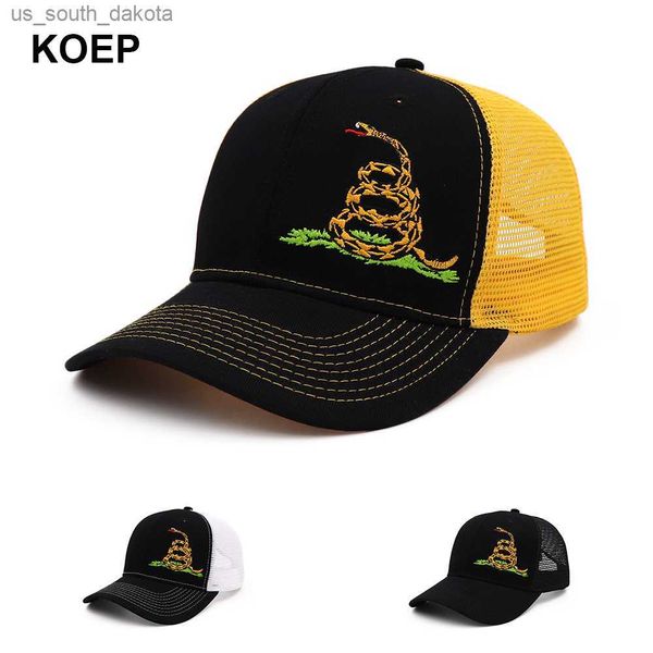 Ball Caps KOEP New Type Don't Tread On Me Snake Hat per donna Uomo Nero Bianco Summer Berretto da baseball Mesh Snapback Papà Cappelli Spedizione gratuita L230523