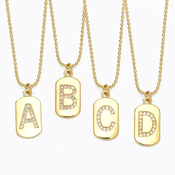 Anhänger Halsketten Gold Farbe Perlen Kette Alphabet Halskette A-Z Buchstabe Initiale Für Frauen Kupfer Zirkon Name Schmuck Party Geschenke NKEB123