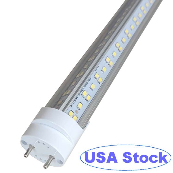 Tubo luminoso a LED T8 T10 T12 4FT, 6500K 7200Lm 72W, alimentato a doppia estremità, bianco super luminoso, G13, lente trasparente trasparente, base G13 a due pin Nessuna interferenza RF FM usastar