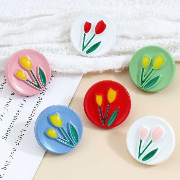Ferramentas de noções de costura 18 mm de botão de plástico infantil roupas de camisa de bebê colorido tulipe de decoração de flor de tulipe Costuras pequenas acessórios de botão P230524