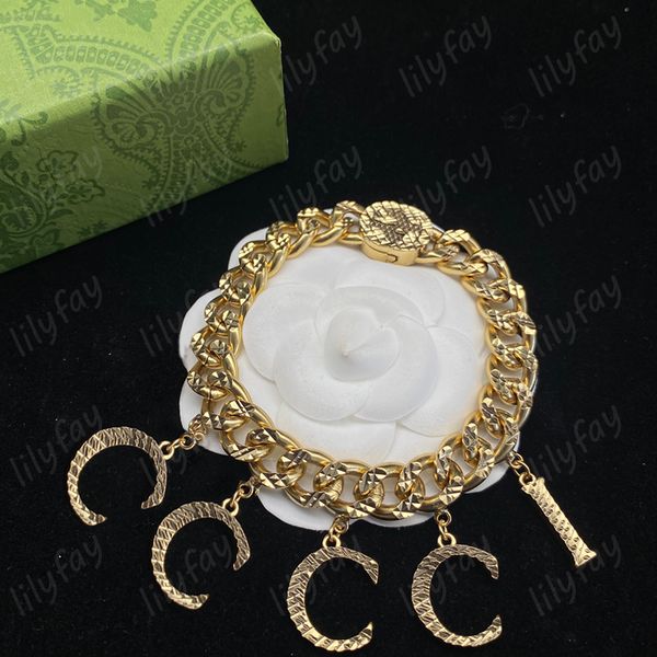 Moda feminina pulseiras colares de luxo conjuntos de jóias de designer elegante letras de ouro pingentes pulseira presente de casamento colar 925 prata novo