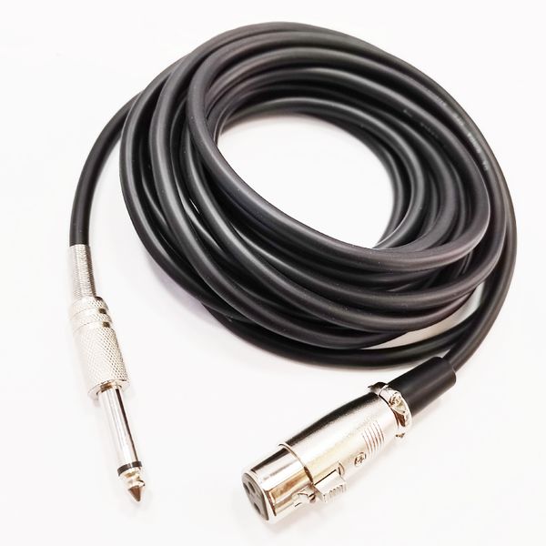 XLR 3pin dişi 1/4 '' 6.35mm TRS Mono Erkek Jack M/F Dengeli Mic Microfon Ses Bağlantısı Kablosu Yaklaşık 5m/1pcs