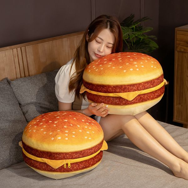 Плюшевые куклы Creative Burger Plush Toy Toy мягкая мягкая плюшевая подушка милая гамбургерная подушка диван диван подушка мальчики девочки девочки детские подарки на день рождения 230523