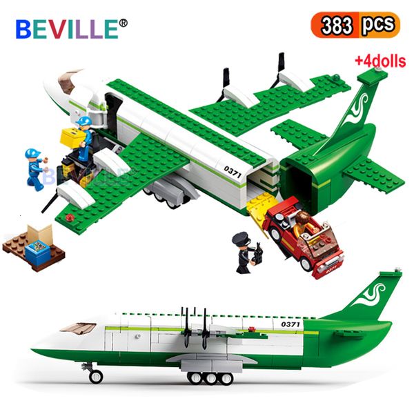 Blocchi Sluban 383Pcs City Airport Aereo passeggeri Cargo Aircraft Building Blocks Airbus Airplane Aviation Modello classico Set Giocattoli Bambini 230523