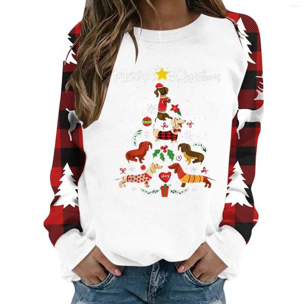 Camicette da donna in top Camicetta da donna vintage e top Fashion Plus Size Femme Christmas Santa Claus Print