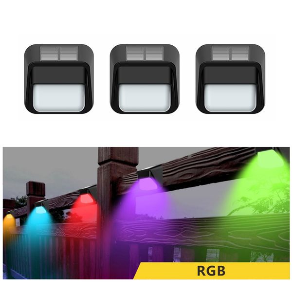 RGB luce solare per recinzione luce bianca calda 8led IP65 impermeabile luce solare da parete cortile decorazione del giardino