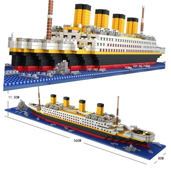 Bloco 1860pcs Mini Bricks Modelo Titanic Cruise Ship Model Boat Boat Diy Diamond Building Blocks Kit Bricks Kit Kids Kids Toys Preço de venda 230523