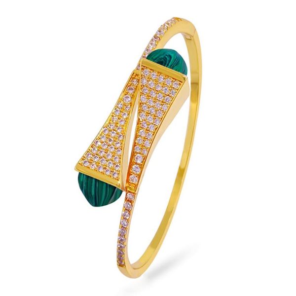 Braccialetti di alta qualità color oro stile piramidale braccialetto rosso blu verde pietra zircone pieno braccialetto aperto per le donne gioielli di moda (DJ1542)