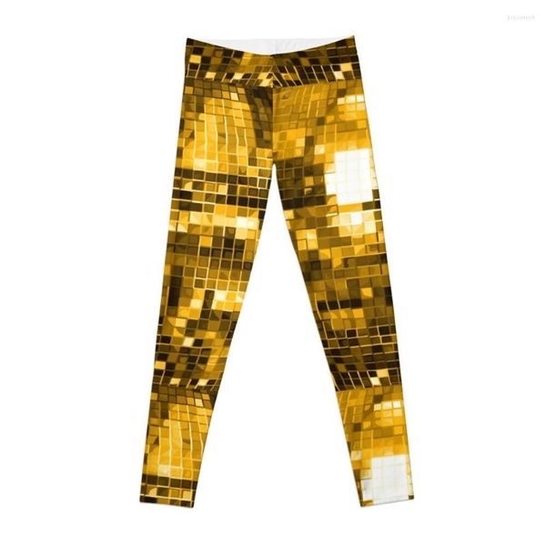 Pantaloni attivi Leggings con motivo a sfera da discoteca giallo oro Abbigliamento da palestra Donna Sportiva da donna Sport da donna