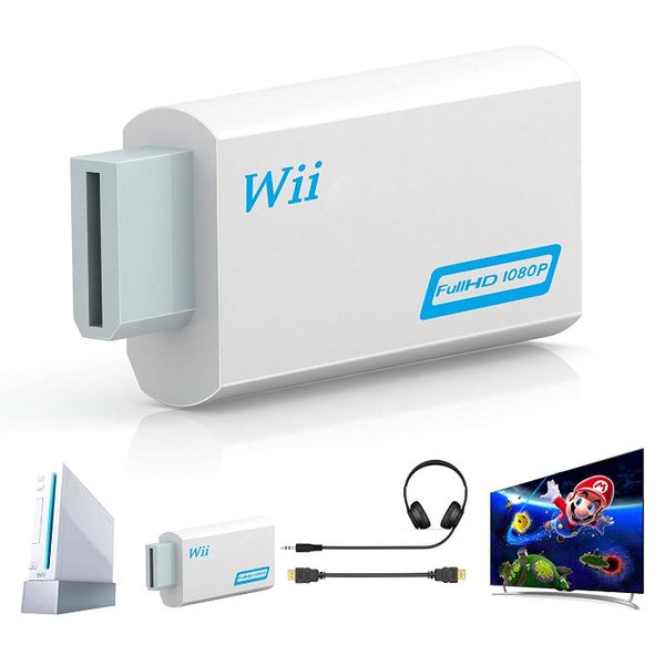 Full HD 1080p Wii an HDMI -Kompatible -Konverter -Adapter Wii2HDMI -Konverter 3.5mm Audio für PC HDTV -Monitoranzeige