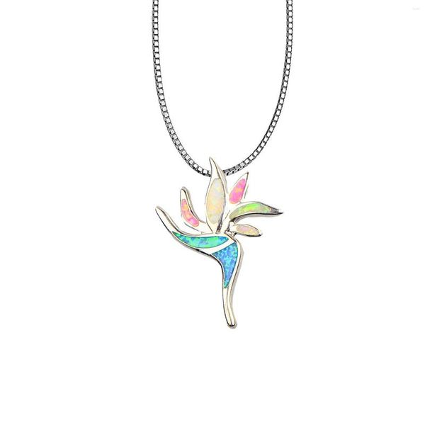 Anhänger Halsketten Feuerblauer Opal Hawaiian Friedensblume Plumeria Halskette Anhänger Modeschmuck Für Frauen Mädchen Tropfen