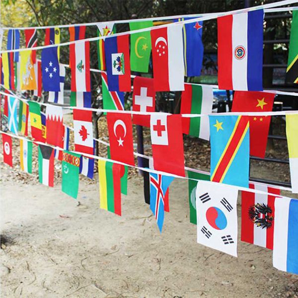 Bannerflaggen Aerlxemrbrae 14 * 21 cm Schnurflagge 32 Länder auf der ganzen Welt Nationenflagge kleine Flagge hängende Flaggen G230524