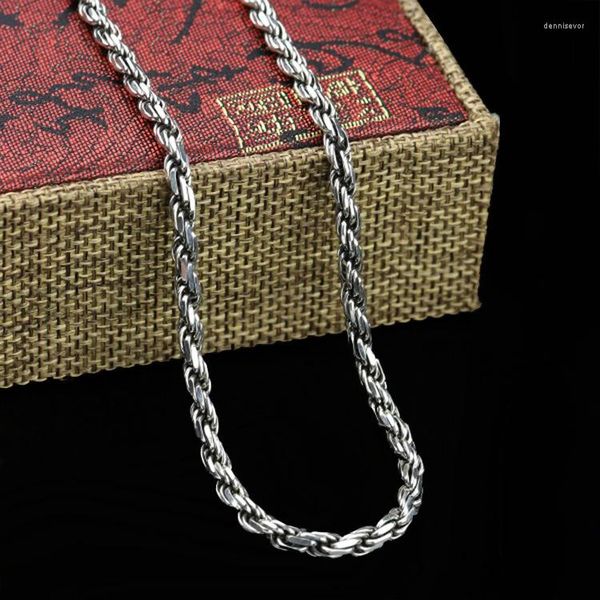 Correntes seis palavras restaurando maneiras antigas S925 Pure Silver Jewelry Moda Personalidade Colar Chain de camisola pendente para homens Mulheres