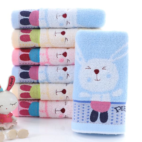 2pcs/lote 25*50 Toalha infantil de algodão puro Jacquard Rabbit bordado Absorto macio absorvente bebê fofo toalha doméstica