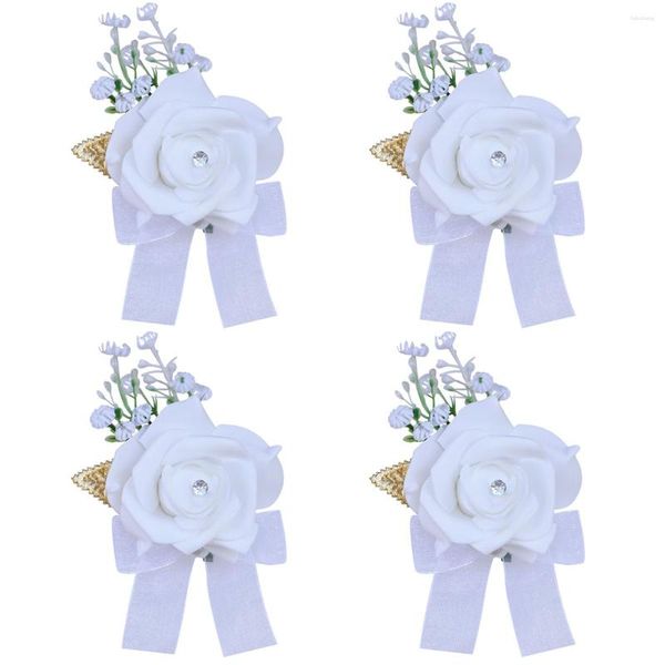 Fiori decorativi 4 pezzi Cinturino da donna Foglia d'oro PE Fiore artificiale Fatto a mano Sposa Damigella d'onore Corpetto da polso Forniture di nozze XH0718