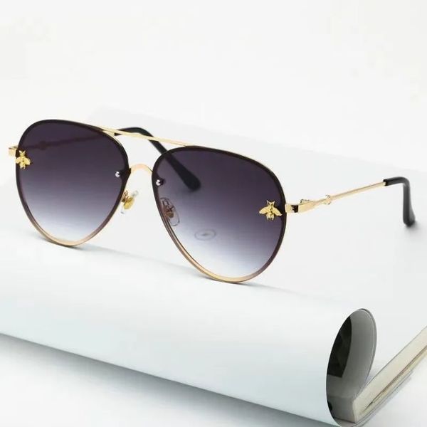 Neue Mode-Sonnenbrille mit Tierbienenmuster für Damen, luxuriöse klassische Marke, Metall-Sonnenschutz, Augenschutz, Adumbral-Männer, Vintage-Brille, hochwertige Herren-Sonnenbrille