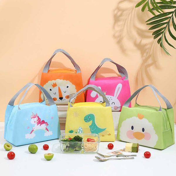 Confezioni zaino in spalla Borsa isolata a doppia faccia per cartoni animati Borsa portatile per alimenti caldi da picnic Borsa per il pranzo fresca e fresca P230524