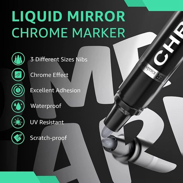 Marker DIY Reflektierender Kunstmarker Farbstift Silber Flüssig Chrom Alkohol Reflektieren Metallic Kunsthandwerk 230523