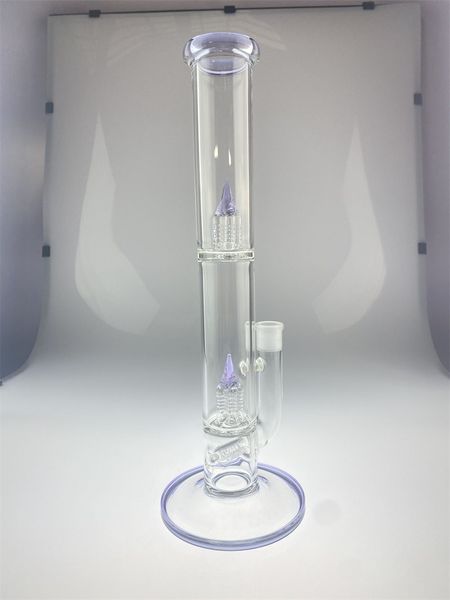 Wasserpfeifenbong, violette CFL-Akzente, 2 violette Spikes, 1 Perk, 18-mm-Gelenk, 16-Zoll-Rohr mit 44 mm Durchmesser, neuer Stil