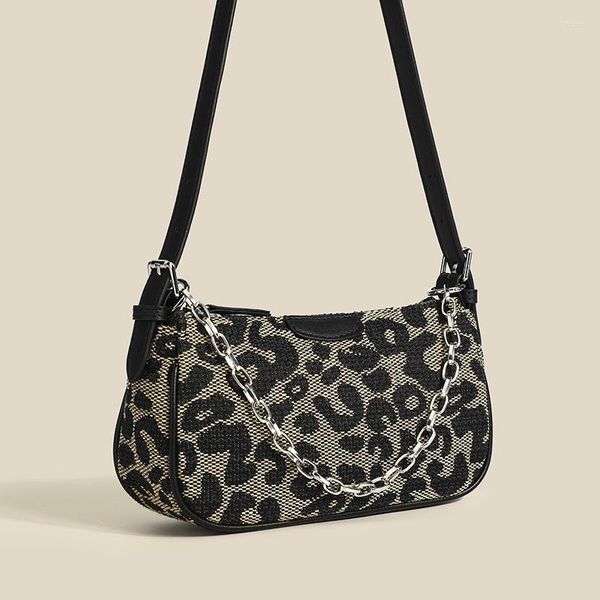 Abendtaschen Schulter Leopard Cheetah Print für Frauen 2023 Luxus mit Ketten Umhängetasche Kleine Mode schwarze Damen Clutch Handtaschen