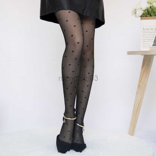 Meias Hosiery 1pc Sexy Mulheres Pantyhose Summer Nylon Heart Tights With Polka Dot Print Stokings Passo Passo Passo Fishnet Mesh Cole