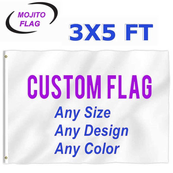 Banner-Flaggen, individuelle Flagge, 90 x 150 cm große Banner – Drucken Sie Ihr eigenes Design/Wörter – Leinwandkopf in lebendigen Farben, doppelt genäht – 100D Polyester G230524