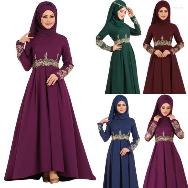 Abbigliamento etnico Ricama Abaya Set musulmano Velo Medio Oriente Abbigliamento da donna Costume arabo Abito Abito Abiti islamici