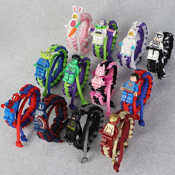 Braccialetto 12 pz/lotto Buzz Building Block braccialetto Super Hero Toy Bangles bambini Bricking braccialetto braccialetto Paracord gioielli regalo per bambini