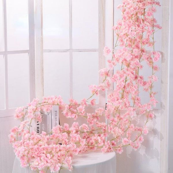 Декоративные цветы 135 Голова цветочника искусственное цветущее вишня розовая виноградная стена висят украшение