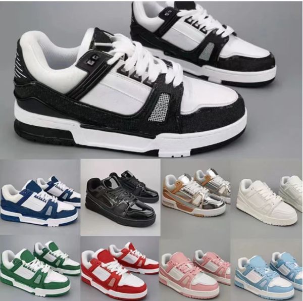 V L Casual 3D Old Flower Shoe Designer Sneaker Virgil Trainer Casual Bezerro Couro Abloh Branco Verde Vermelho Azul Carta Sobreposições Plataforma Moda Luxo Baixo Sapatilhas