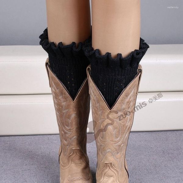 Frauen Socken Gestrickte Warme Fuß Woolen Stiefel Abdeckungen Kurze Blume Drehen Den Mund Socke SA288