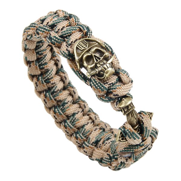 Braccialetto di fascino dell'ancora del cranio di personalità Retro Braccialetti fatti a mano di Paracord Gioielli per gli uomini Regalo