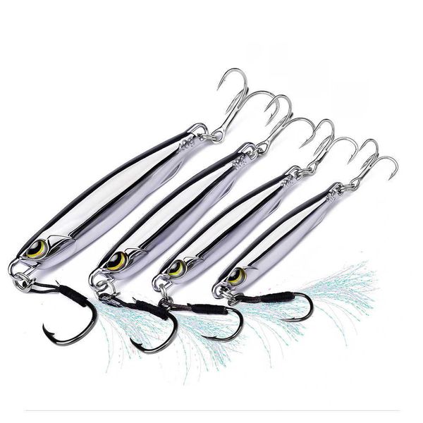 Iscas de iscas de metal 15g 20g 30g 40g Mackerel Artificial Fish Hard Sinking Far Casting Jig Spoon para pescar isca de rotação P230525