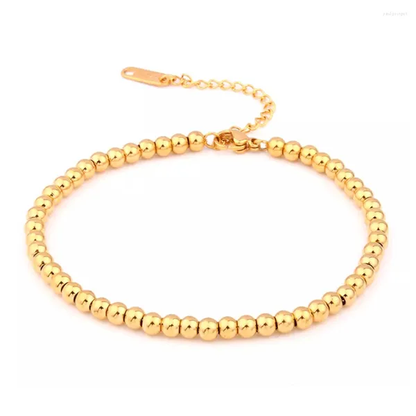 Bracciale da uomo Strand Gioielli in acciaio inossidabile Bracciali con perline Perline rotonde per donna Punk Catena d'oro