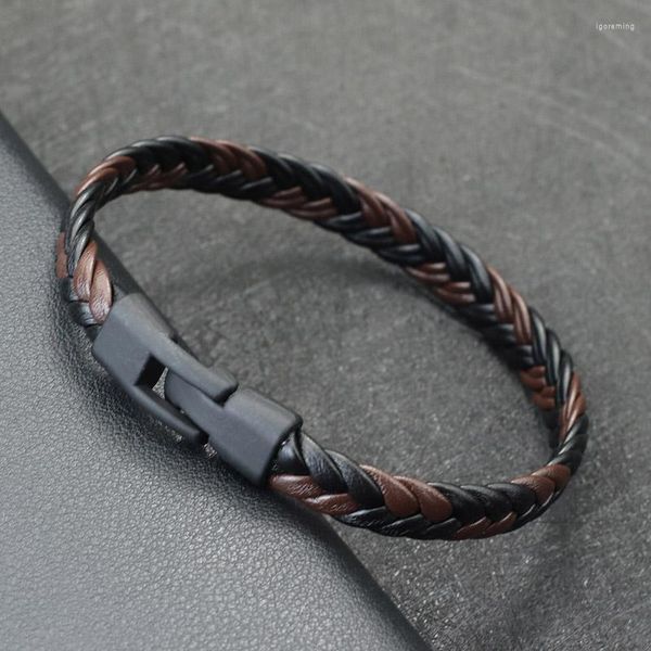 Bracelets de charme masculino Men Bracelet de couro fade Weaven Easy Hook Punk Braclet Homme Acessórios de lazer Hiphop Rock Braslet Pulseira