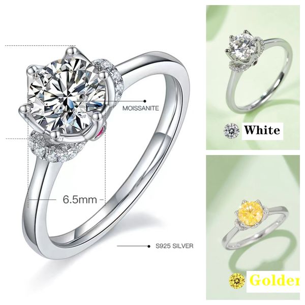 2023 nova chegada espumante jóias de luxo moissanite diamante festa feminino casamento flor banda anel presente anéis braço reto v incrustado com amor verdadeiro coroação m10a