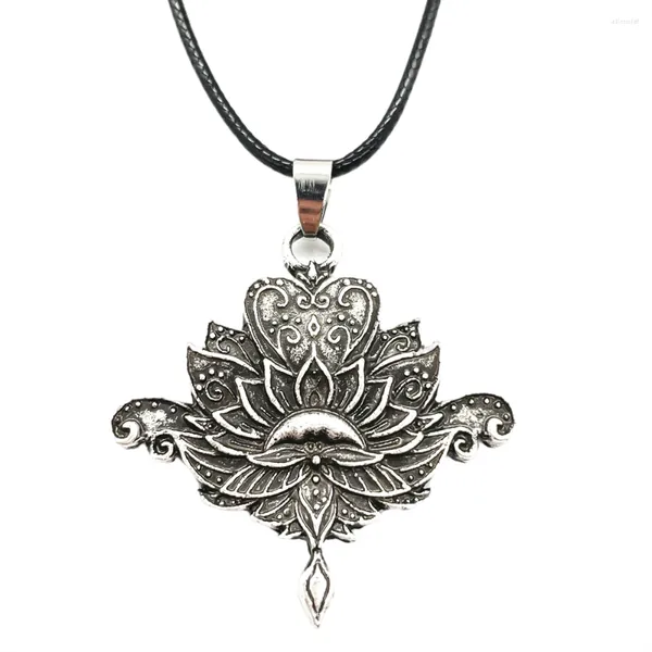 Colares pendentes om yoga lotus flor budismo mandala colar buda para mulheres jóias espirituais