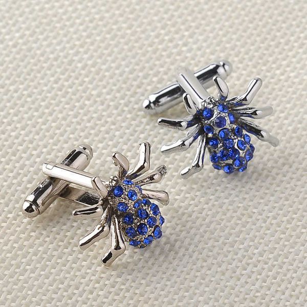 Манжеты связи последних модных синих кристал Spider Высококачественные французские рубашки -запонки мужские ювелирные подарки G220525