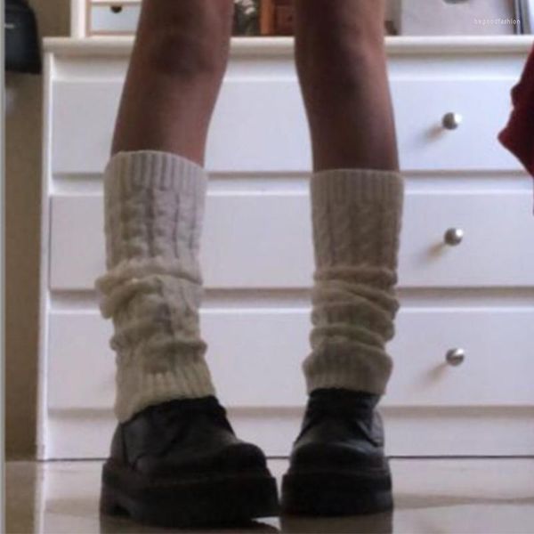 Calzini da donna per adulti in tinta unita jacquard calza gamba manica per autunno inverno Scaldini femminili
