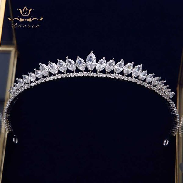 Andere Modeaccessoires Elegante Blätter Klarer Zirkon Hochzeit Tiaras Haarbänder Kristall Bräute Haarschmuck Abendschmuck J230525