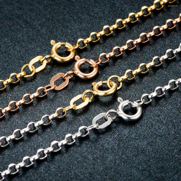 Correntes Real 18k Gold Rolo Sold Rolo Chain Chain Men Men Colar 16 