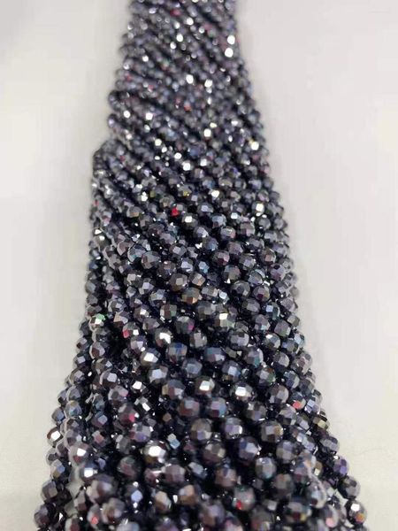 Pietre preziose sciolte Terahertz naturale taglio sfaccettato fine 2mm / 3mm 4mm gemma gioielli fai da te 38cm lunghezza