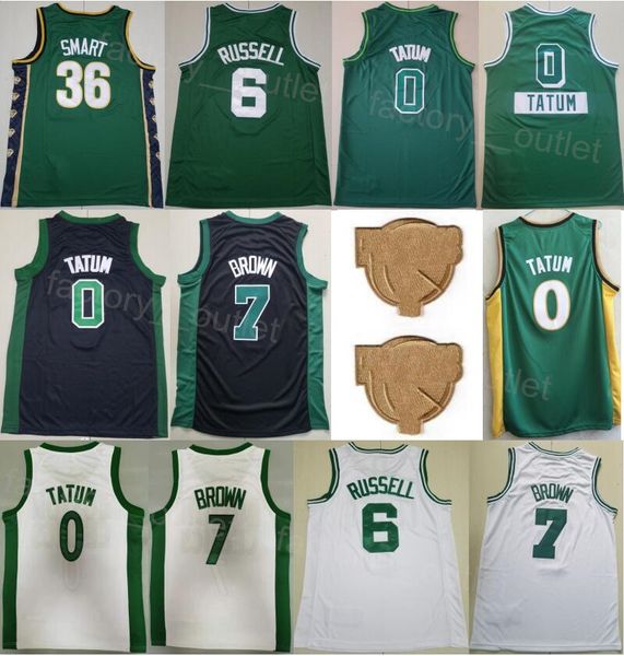 Jayson Tatum 0 Finals Basketballtrikot Jaylen Brown 7 Marcus Smart 36 Bill 6 Teamfarbe für Sportfans Earned City Stickerei Schwarz Grün Weiß Hemd aus reiner Baumwolle